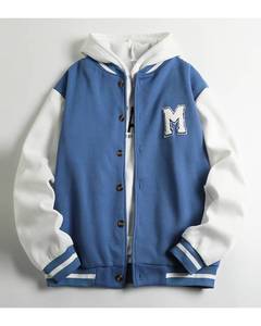 Chaquetas universitarias de cuero de lana personalizadas para hombre con capucha estilo callejero nueva condición parches de chenilla estilo Letterman Material de tela - Product Image 1