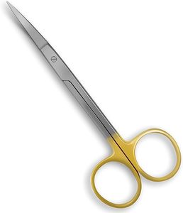 Tijeras de iris de carburo de tungsteno/4,5/mango de anillo de dedo dorado curvo, tijeras dentales/quirúrgicas/de Cirugía de acero inoxidable doradas - Product Image 1