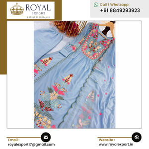 ชุดแต่งงานอินเดียชุดปาร์ตี้ชุดกระโปรงบานยาวปักลายชุดเล่นปา่ทอลายแบบใหม่ - Product Image 5