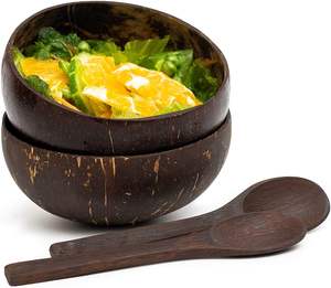 Haute qualité personnalisé rond naturel poli riz roi salade bois noix de coco demi artisanat bol en bois ensemble pour les fêtes en gros - Product Image 1