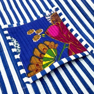 Blue Fruit Print Women's Quilted Shoulder <b>Tote</b> Handbag Eco-Friendly Versatile Cotton Accessory Fashionable <b>Canvas</b> <b>Bag</b> - Product Image 4