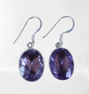 Pendientes colgantes de piedras preciosas de amatista, joyería de plata para mujeres y niñas, diseño de tendencia, pendientes de plata de ley sólida 925 - Product Image 1