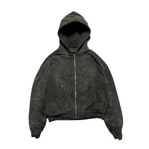 เสื้อมีฮู้ดผ้าฟลีซของผู้ชายผ้าฟลีซซับในระบายอากาศได้ดีเสื้อมีฮู้ดปักลายลายที่เป็นมิตรต่อสิ่งแวดล้อมสำหรับฤดูหนาวงาน OEM ตามสั่ง - Product Image 1