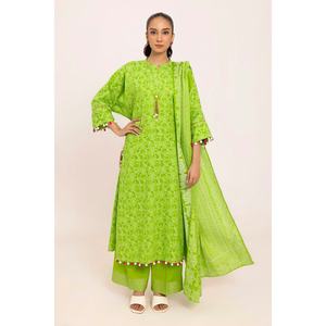 Traje Jacquard Verde y Beige de 3 Piezas Sin Coser - Product Image 4