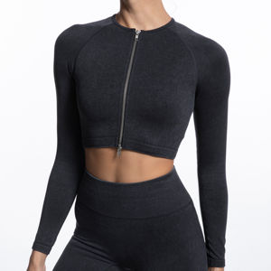 Women's Knitted Spandex Zipper up Full Sleeve Slim Fit Breathable Eco-Friendly Gym <b>Jacket</b> with Pockets for Fitness <b>Yoga</b> - Product Image 6