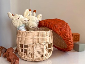 Panier en rotin en forme de champignon, paniers de rangement faits à la main, rotin naturel, moderne, multifonctionnel, fabriqué au Vietnam - Product Image 3