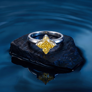 Bague solitaire papillon en diamant jaune cultivé en laboratoire, or blanc, bague de fiançailles de luxe, bijoux fins élégants, cadeau pour femme - Product Image 5