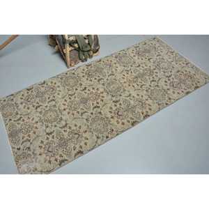 Turkish Accent Rug 3.1x6.8 ft, <b>Brown</b> Camouflage Vintage <b>Wool</b> Rug - Product Image 2