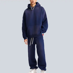 2025 sudaderas con capucha Unisex, conjunto de pantalones de chándal de dos piezas con lavado ácido, traje de chándal con cremallera, estilo Vintage desteñido, pantalones de chándal de talla grande acampanados, Invierno - Product Image 4