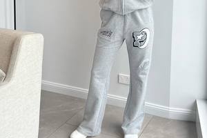 กางเกงวอร์มแฟชั่นปี 2026 ปักโลโก้ผ้าขนหนู ทรงโอเวอร์ไซส์ ขากว้าง ผ้าคอตตอนถัก ทรงจ็อกเกอร์ ทรงบาน สำหรับผู้หญิง - Product Image 2