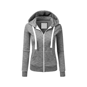 Sudadera con capucha de lana de manga larga Logo100 % algodón personalizable azul negro blanco caqui gris sudadera de mujer con logotipo personalizable - Product Image 4