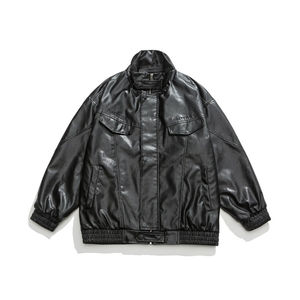 เท็กซ์เลรา TX-607 เสื้อแจ็คเก็ตหนังแท้สำหรับผู้ชายและผู้หญิง แฟชั่นฤดูใบไม้ผลิและฤดูใบไม้ร่วง มีฮู้ด คอตั้ง โลโก้ด้านหน้า ทรงหลวม สไตล์ฮิปฮอป - Product Image 4