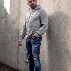 Sudaderas con capucha básicas ajustadas para hombre, Sudadera ligera de manga larga con bolsillo Kanga - Product Image 1