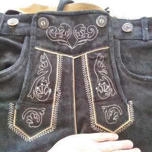 High Quality Bavarian Leather Lederhosen <b>Shorts</b> & Trousers for <b>Men</b> Women Mid Waist <b>Festival</b> Wear Golden Brand - Product Image 6