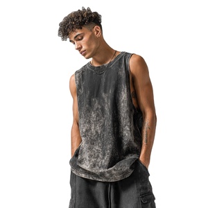 Débardeur homme été haute qualité, streetwear, 100% coton respirant et délavé à l'acide, débardeur homme épais avec motifs streetwear. - Product Image 4