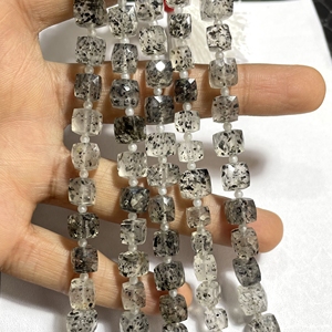 7-8MM Blanc Dot Quartz Facettes Boîte Forme Perles Calibré Carré Pierre Précieuse pour la Fabrication de Bijoux - Product Image 4