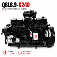 Mesin Diesel Konstruksi Cummins QSL8.9-C240 179kW 240HP 2200RPM Turbo Mesin Industri untuk Excavator Loader