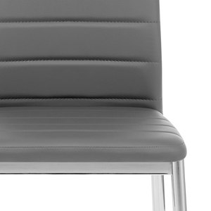 Silla de comedor de piel sintética <span class=keywords><strong>gris</strong></span> <span class=keywords><strong>oscuro</strong></span> simple y barata moderna con patas de metal cromado - Product Image 6