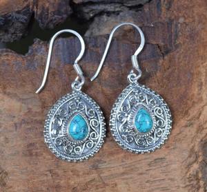 925 boucles d'oreilles en argent Sterling massif boucles d'oreilles en pierres précieuses Turquoise pour femmes filles balancent boucles d'oreilles en huître 925 bijoux estampillés - Product Image 3