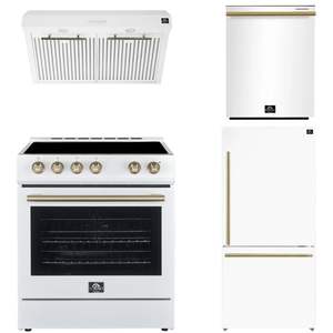 Paquete Excepcional: Refrigerador y Lavavajillas de 30 Pulgadas en Blanco con Manijas de Latón Antiguo - Product Image 1