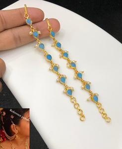 Lujo elegante real con aspecto de piedra Cadena de oreja chapada en oro antiguo aspecto Simple para ropa de boda para bodas fiestas para mujeres - Product Image 5