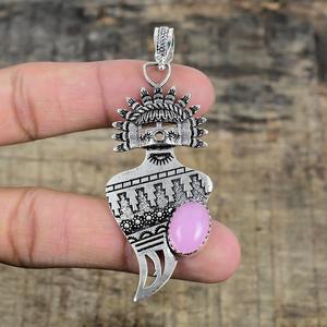 Quartz rose pendentif en pierres précieuses en argent Sterling 925 Style Boho bijoux pour femmes tendance à la main plaqué rhodium cadeau - Product Image 2