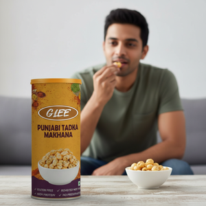 GLEE Spicy Punjabi Tadka Roasted Makhana (Nueces de Zorro) Sin Gluten, Alto en Proteínas, Envase de Plástico de 80g - Product Image 4
