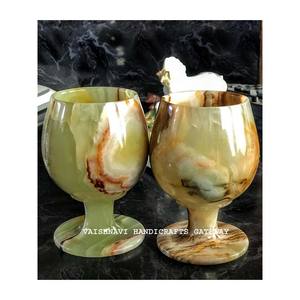 Verre à vin en pierre d'onyx fait à la main, nuances naturelles, ensemble de 6 pièces pour la décoration d'hôtel et de Restaurant - Product Image 3