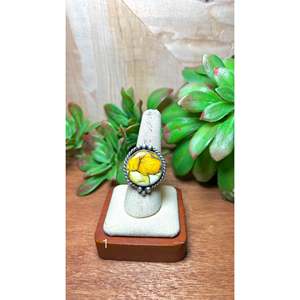 Zachariah David <b>Adjustable</b> <b>Ring</b> Honey Dahlia & Sterling Silver Gemstone Bezel Set Natural Stone for Everyday Wear - Product Image 2