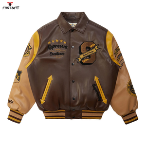 Custom Logo College Baseball <b>Jacket</b> for <b>Men</b> Popular Street Style with Black Embroidery for Winter - Product Image 4
