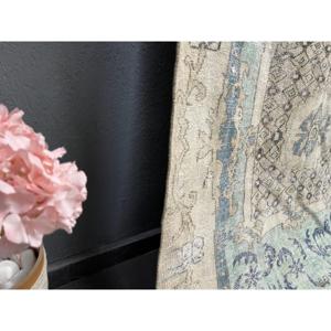 พรมวินเทจขนาด 5.3x9.6 ฟุต, พรม, พรมลายดอกไม้สีน้ำเงินทำจากขนสัตว์ - Product Image 4