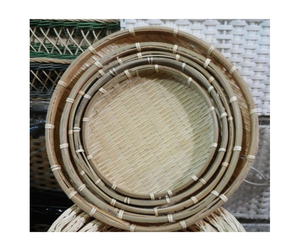 Handmade Vietnam Bamboo Winnowing <b>Basket</b> <b>Large</b> Round Woven Rice Tray Bowl Decorative Rustic Kitchenware - Product Image 2