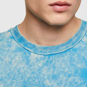 2024 Custom Logo Printed Men's Acid Wash <b>T</b>-<b>Shirt</b> Hot Selling Knitted New <b>Trendy</b> Outfit Wholesale - Product Image 4