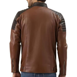 แจ็คเก็ตหนังคุณภาพสูง หนังแกะแท้ จากโรงงานโดยตรง ไซส์ใหญ่พิเศษ แจ็คเก็ตหนังแบบมีซิป แฟชั่นสำหรับผู้ชาย เสื้อโค้ทหนัง - Product Image 2