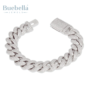 Venta caliente 15mm 18K Chapado en oro 925 Plata de ley VVS Moissanite Diamond Iced Miami Cuban Link Bracelet - Product Image 5