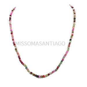 Collar de Cuentas de Ágata Multicolor de Plata de Ley 925 de 4 mm al por Mayor, Cadenas Clásicas Religiosas Chapadas en Oro con Patrones de Cara de Luna de Diamante - Product Image 3