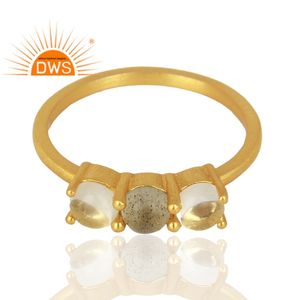 Best Selling Sterling Silver Natural <b>Crystal</b> Quartz & Labradorite Gemstone Stackable <b>Ring</b> Custom Jewelry Manufacturer - Product Image 3