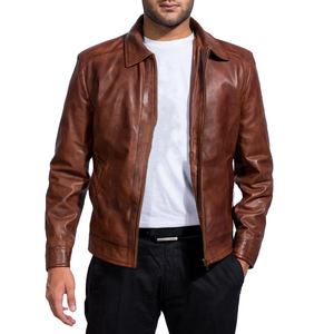 Veste en cuir camouflage tendance style urbain pour homme, vêtement d'extérieur printemps avec logo frontal, coupe décontractée, finition cirée unie - Product Image 1