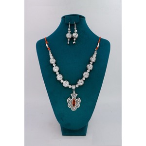 <b>Artificial</b> Silver Necklace Earrings Set for Women Handmade Ethnic Silver <b>Jewellery</b> African French Style Necklace Traditional Set - Product Image 3