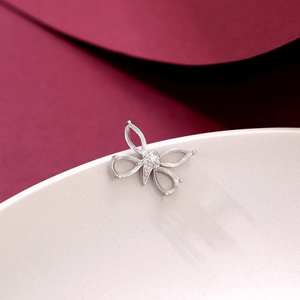 925 Sterling Silver 3x6mm Marquise 6x4mm Pear Blank Cup <b>Butterfly</b> Design Semi-Mount Pendant With CZ Setting For Gemstone Work - Product Image 3