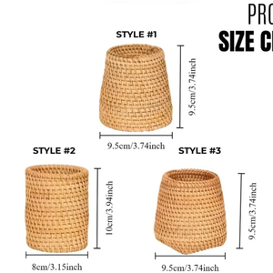 Panier de rangement en rotin fait main pour la cuisine, avec couvercle, boîte à couverts rustique pour cuillères, fourchettes, couteaux, baguettes - Product Image 4