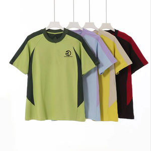 Camiseta antimicrobiana de cuello redondo con paneles de algodón de secado rápido Cool-Tech de 240 gramos, camiseta informal de manga corta de dos tonos para hombre - Product Image 3