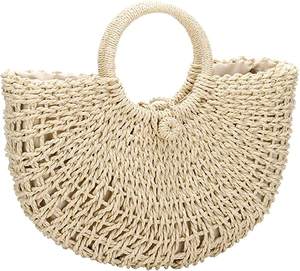 Sac fourre-tout en paille pour femmes grande capacité Shopping fourre-tout bohème sac à bandoulière voyage sac de plage avec doublure OEM - Product Image 3