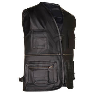 Custom Made Men's <b>Slim</b> Fit Cow Hide Leather <b>Vest</b> Fashionable Casual Winter Outer Wear Breathable Made in Pakistan - Product Image 2