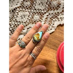 Scott Skeets Royston Handmade <b>Statement</b> <b>Ring</b> Turquoise & Sterling <b>Silver</b> Romantic Style Size 5.25 Everyday Wear - Product Image 2