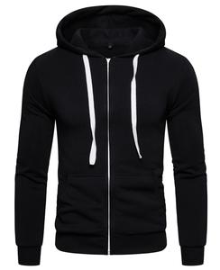 Pull à capuche unisexe épais 100% coton avec fermeture éclair Streetwear Fitness broderie personnalisée grande taille respirant sans couture - Product Image 4