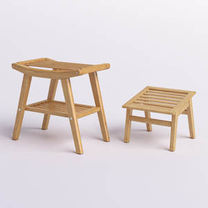 DreamCraft Ochoa 19.5 ''W Banc de douche moderne en bambou Design contemporain pour salle de bain chambre à coucher hôtel utilisation avec style japonais - Product Image 2