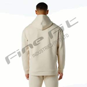 Pull à capuche en coton mélangé épais pour hommes, polaire chaude pour l'hiver avec imprimé bouffant, style de base, noir, teint uni - Product Image 2