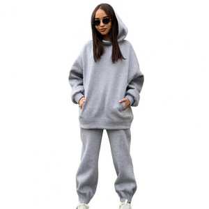 100% coton élégant respirant 2 pièces ensemble personnaliser surdimensionné à capuche survêtements haute qualité décontracté plaine survêtements - Product Image 1