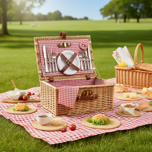 Cesta de Picnic Tejida Ecológica Premium Bon Appetit con Asa, Cesta de Almacenamiento de Ratán para Restaurantes y Servicios de Catering - Product Image 3